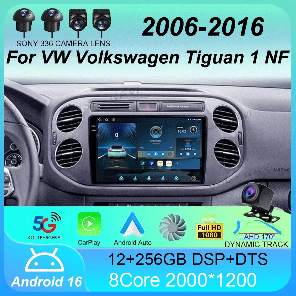 

Android 16 Car Radio Wireless CarPlay Auto for VW Volkswagen Tiguan 1 NF 2006-2016 Multimedia Video Player Stereo GPS 2din Navi