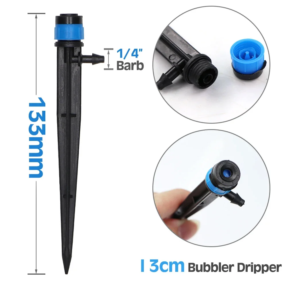 10PCS Micro Bubbler Drip Irrigation Nozzle Adjustable Emitters 13CM Stake Sprayer Sprinkler for 1/4