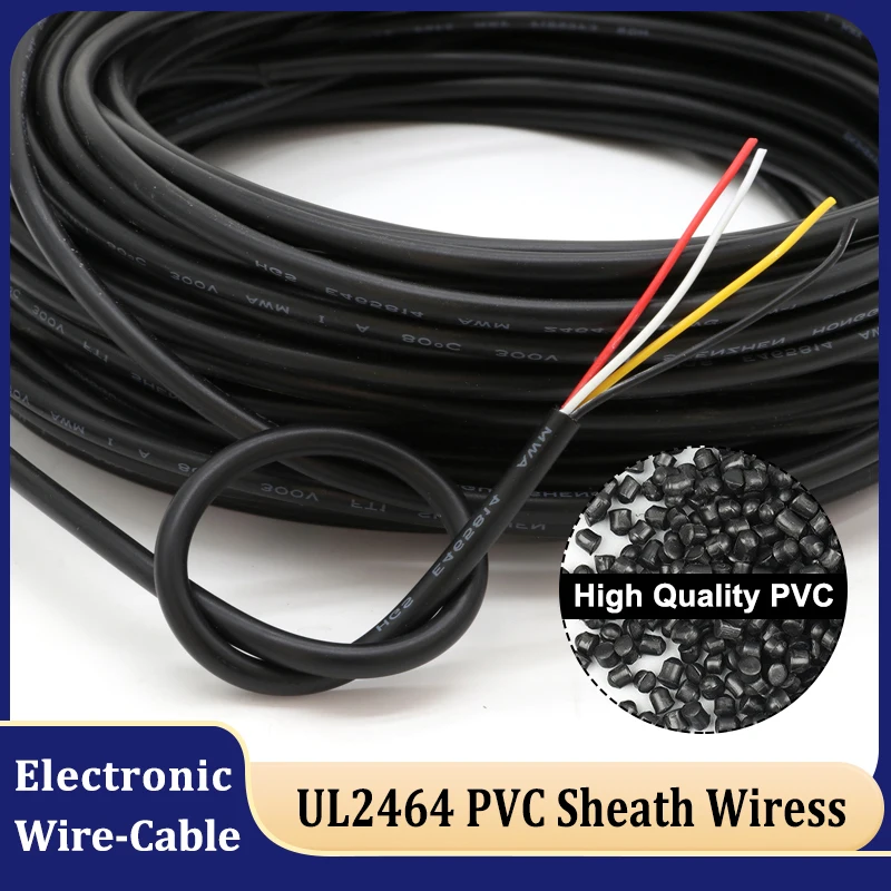 

1~10M Black UL2464 PVC Sheath Wire 30 28 26 24 22 20 18AWG Speaker Audio Wire 2 3 4 5 6 7 8 9 10 Cores LED Strip Extension Cable