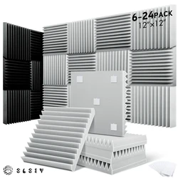Panel Soundproofing 6/12/24 Pcs, Studio Self Adhesive Sound Absorbing Foam Panel, House Isolation Wall Acoustic Foam Sponge Pad