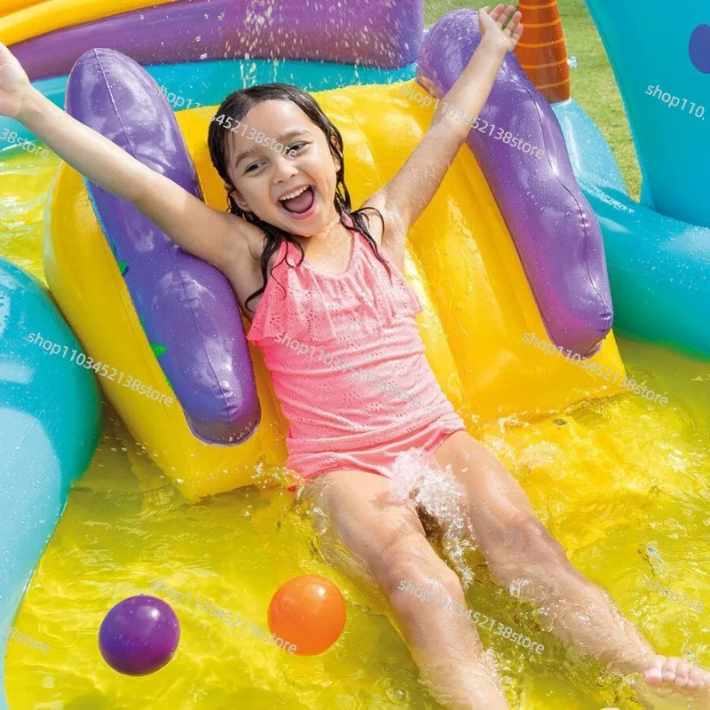 Modern Dinosaur Slide Spray Park Inflatable Pool Thickened PVC  Portable Pool Large Kids Family Water Outdoor Hot Tubs