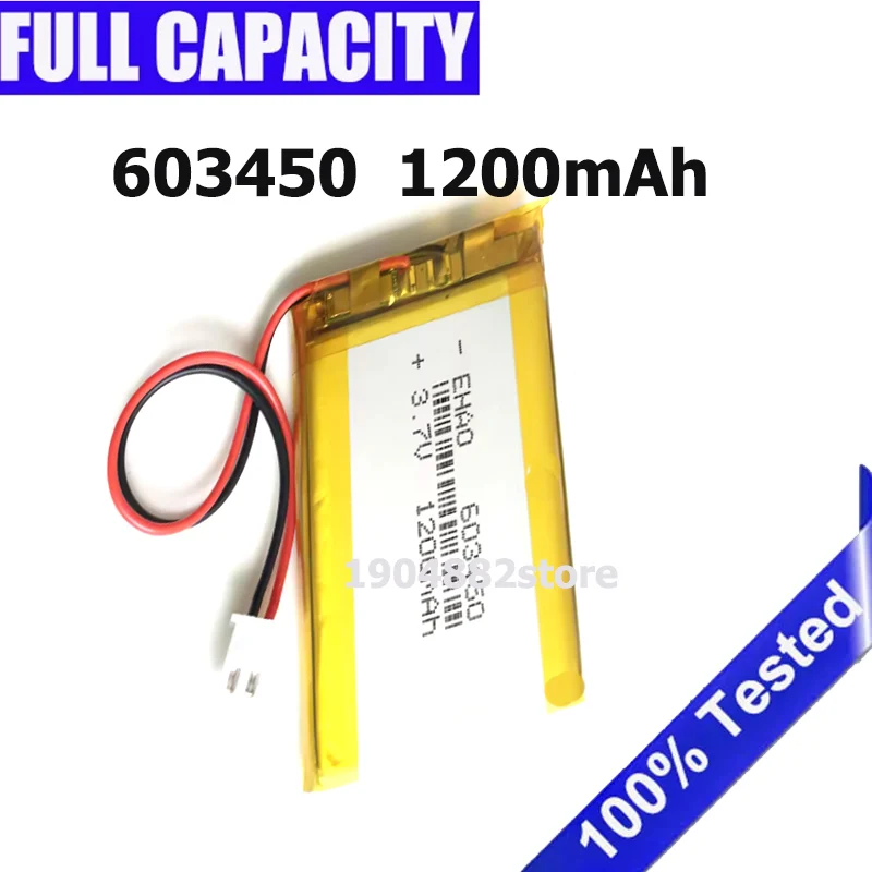 1200mAh 603450 Battery for Beauty Instruments Bluetooth Headsets Fingerprint Door Locks 3.7V Li Po Lithium Polymer Bateria