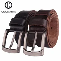 CCOOLERFIRE Cinturón para hombre de piel de vaca 100% auténtica de capa superior, cinturones de cuero suave para hombre TM053