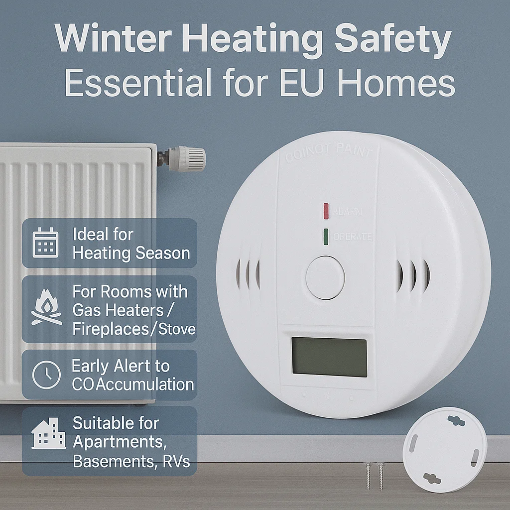 

Carbon Monoxide Alarm with Digital LCD, Battery Operated CO Detector for Heating Rooms, Kitchens, Basements