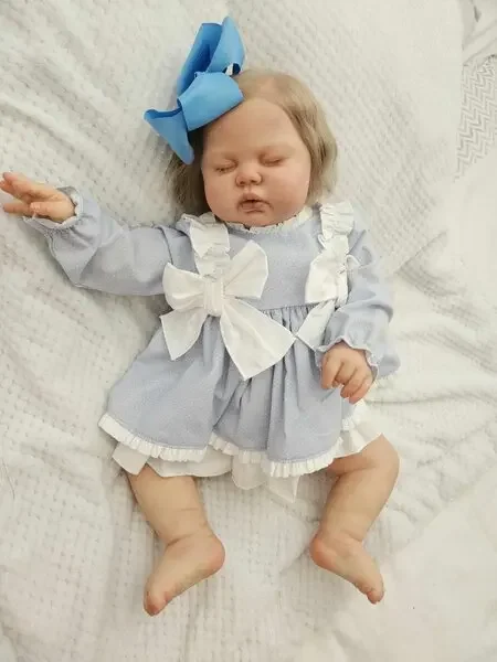 DLS Customized 26inch Reborn Baby Sleeping Pickle Hand-Rooted Hair With Different Dress Huge Baby