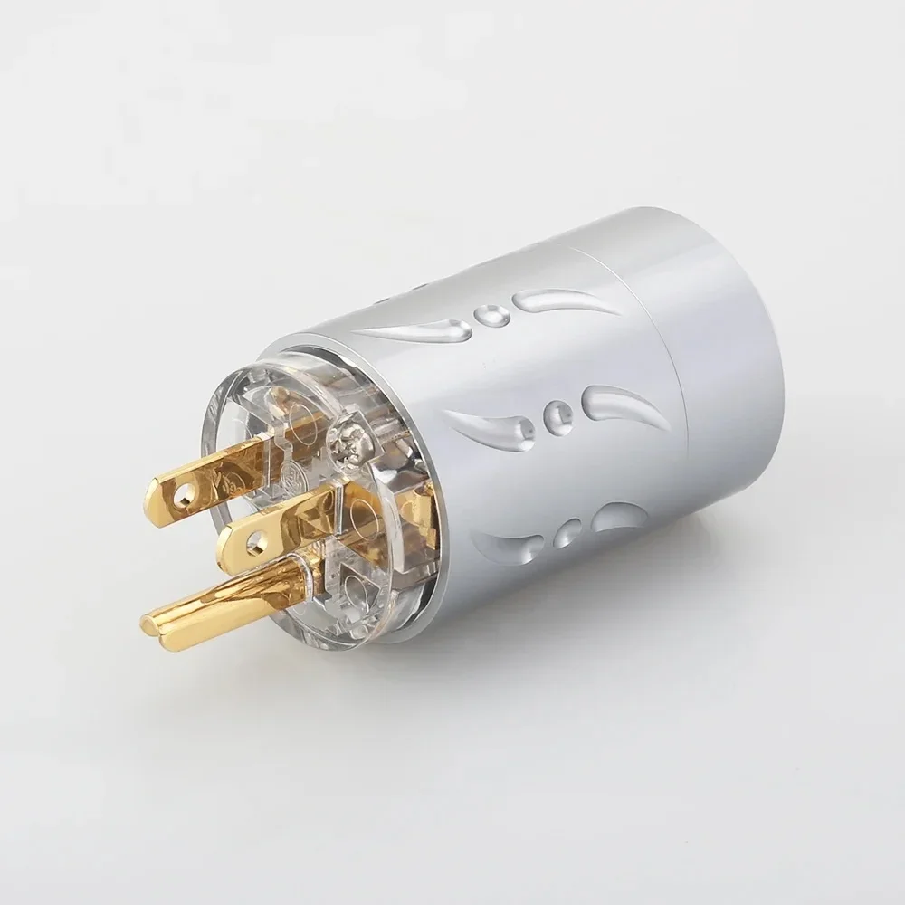 

Viborg X 1pair Aluminium Alloy 20mm Transparent pure copper 24K gold plated US Power Plug and IEC Connector HiFi Audio