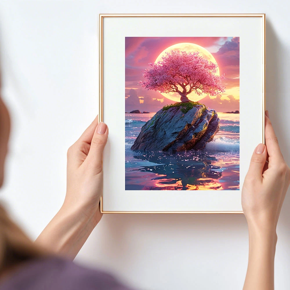 5D DIY Diamond Painting Sunset Tree River Diamond Mosaic Landscape New Collection 2026 Decorative Paintings,frameless