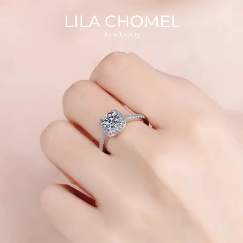 

Women Wedding Band 18K White Gold Engagement Rings 0.5/1CT Moissanite Diamond Girl Birthday Gift PT950 Platinum Fine Jewelry ins