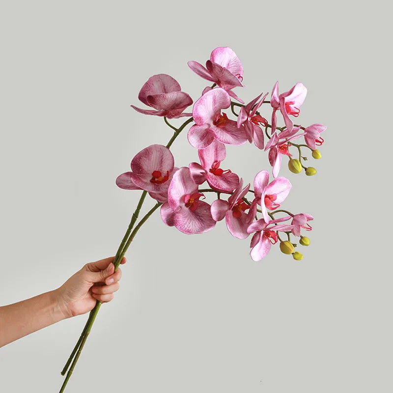 Mehrkopfige künstliche Blumensimulation 3D-Druck Orchideen Hochzeit Party Silikon Baumwolle Phalaenopsis gefälschte Blumen Tischdekoration