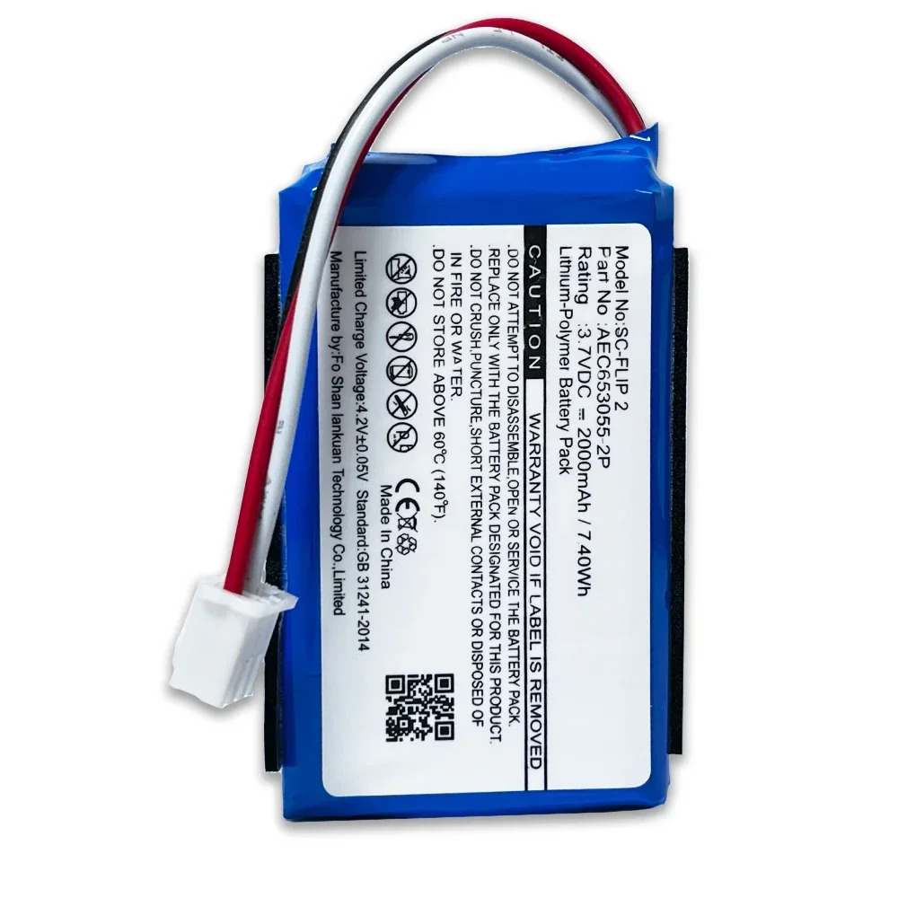 3.7V AEC 653055 Baterai Pengganti -2P untuk Speaker Bluetooth JBL Flip 2 2013 Flip II Periksa Konektor Adalah 3 Kabel