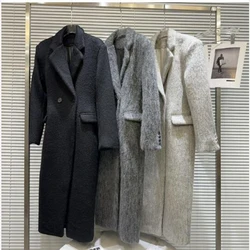 2025 Spring Autumn Winter New Long Woolen Coat High-quality Long Cashmere Jacket Women Button Trench Windbreaker Coat