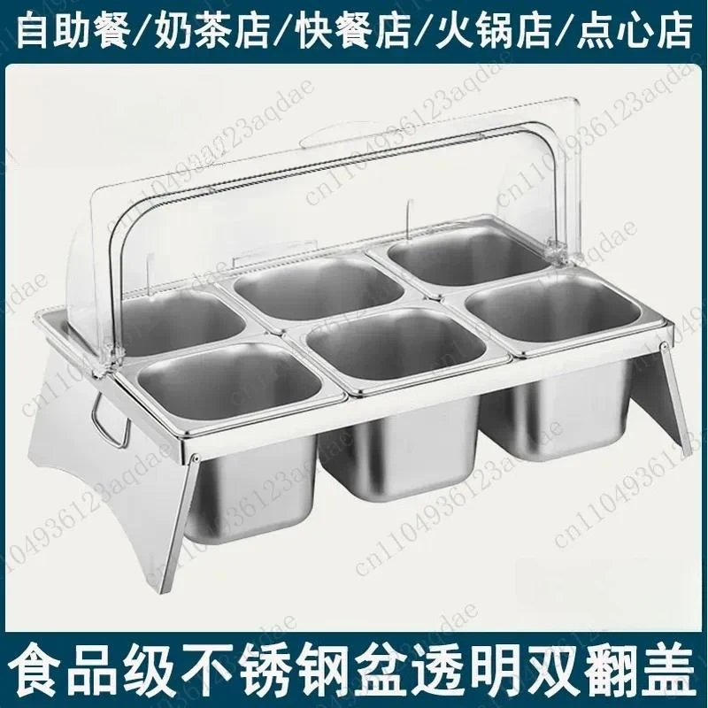 Transparent Display Clamshell, Dust-proof And Fresh-keeping Braised Vegetables, Fried Skewers, Multi-grid Stainless Steel
