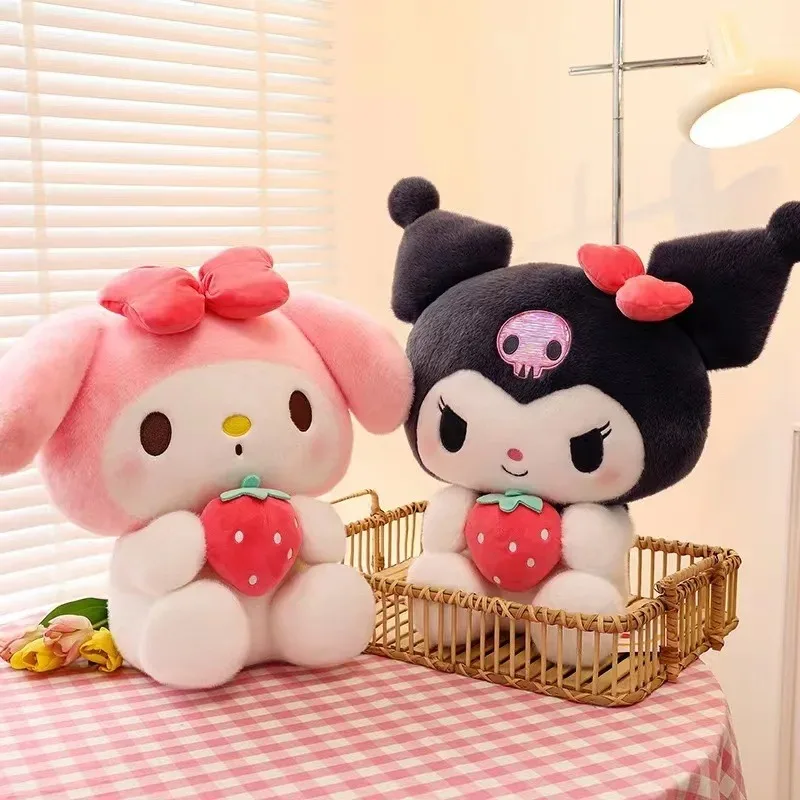 25/35cm Sanrio Strawberry Kuromi Pillow Plush Toy Girls Soft Stuffed Animal Toys Strawberry Melody Doll Gift