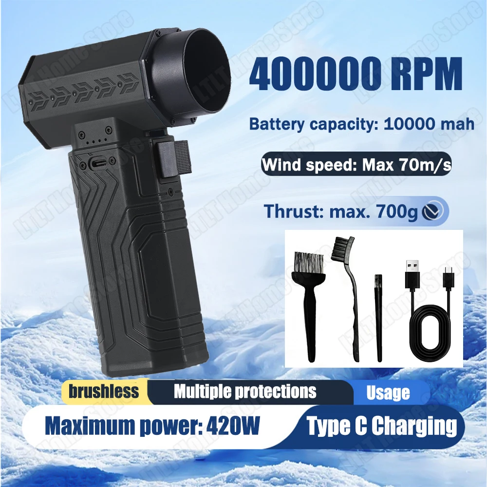 

700g Handheld Mini Turbo Fierce Fan 400000rpm High speed turbo fierce fan Rechargeable belt for light vehicle cleaning tool