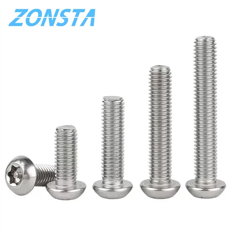 M3 M4 M5 M6 M8 M10 M12 304 Stainless Steel Six Lobe Torx Button Round Head With Pin Tamper Proof Anti Theft Security Bolt Screw