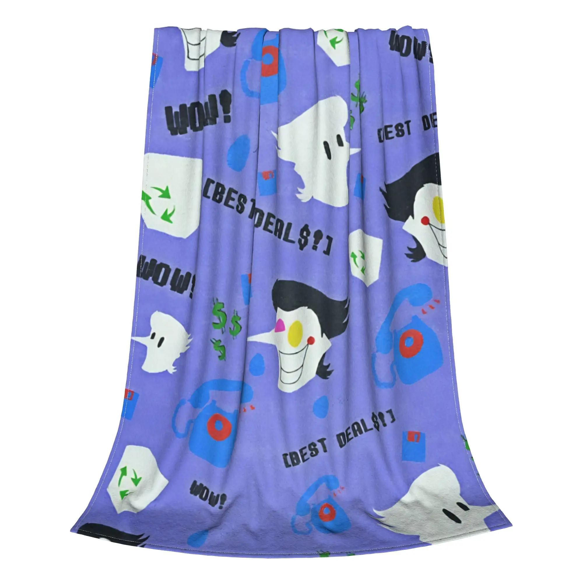 1PC Home Cutecore Retro Salesman Character Pattern Deltarune Blanket Super Cosy Plush Home Living Room Sofa Halloween