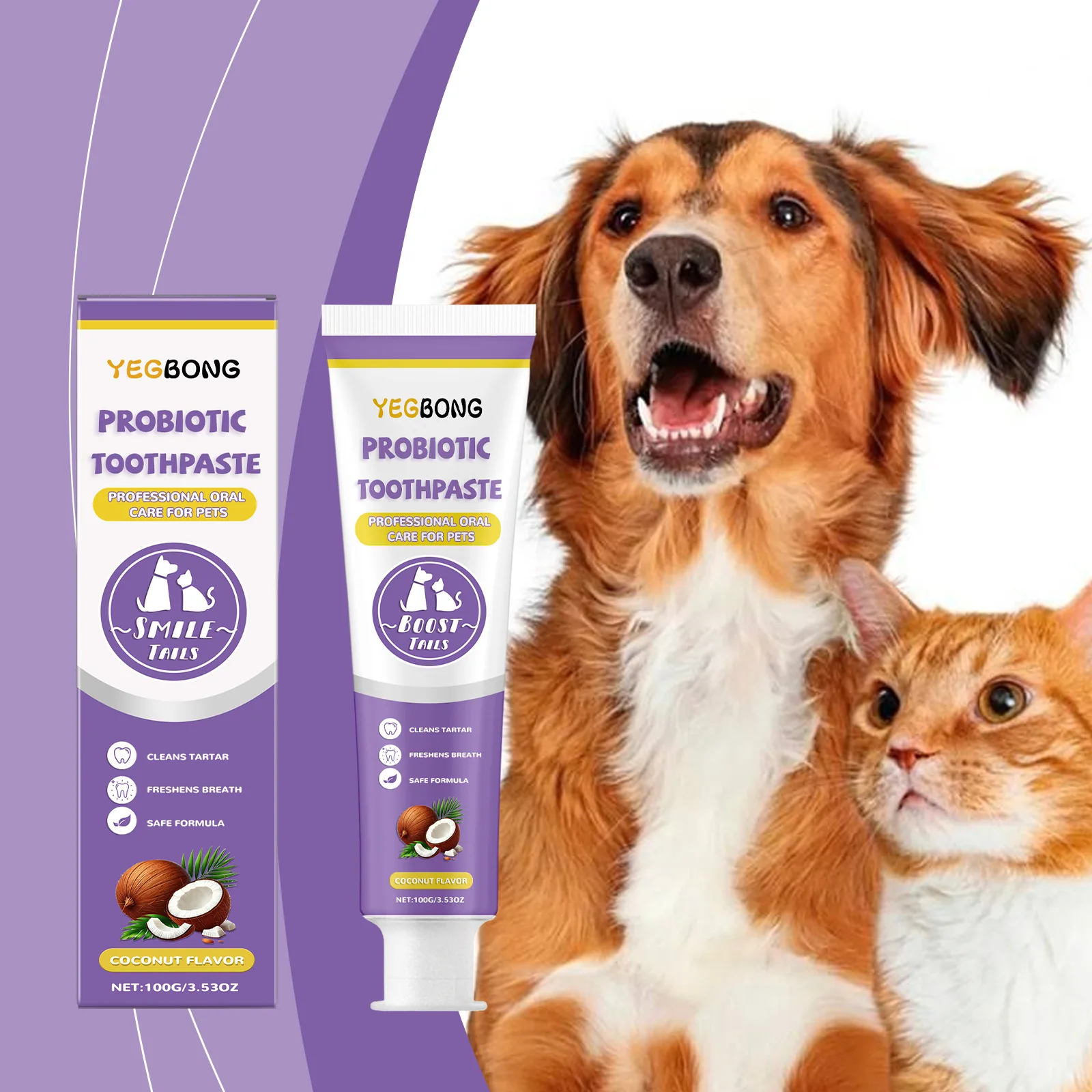 YEGBONG pet probiotic toothpaste, pet teeth clean tooth stains, yellow teeth, oral odor, fresh breath