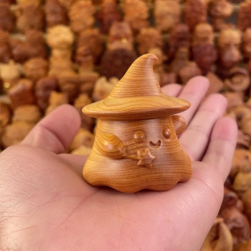Wooden Carving Magic Elf Handle Cute Cartoon Elf Home Decor Desktop Ornament