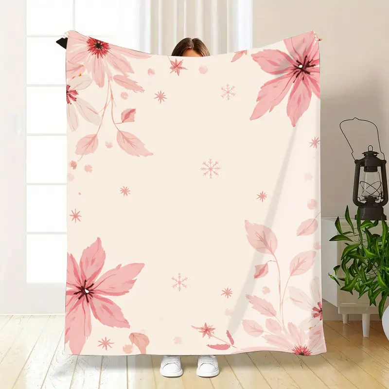 1 قطعة بطانية الفانيلا أنيقة الأزهار ندفة الثلج بطانية لديكور غرفة المعيشة المريحة