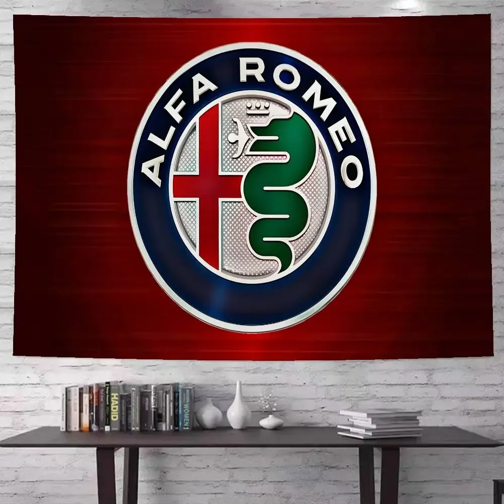 Car Brand A-Alfa R-Romeo Printed Large Wall Tapestry Hanging Tarot Hippie Wall Rugs Dorm Home Decor