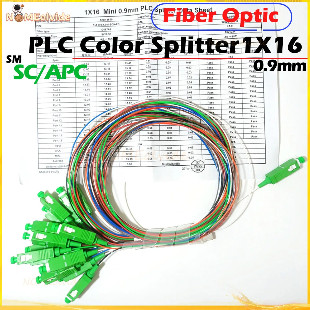 1-30pcs SC/APC 1X16 PLC Color Splitter 0.9mm Steel Tube Fiber Optic splitter FTTH Optical fiber Connector 1*16SC APC Free Ship