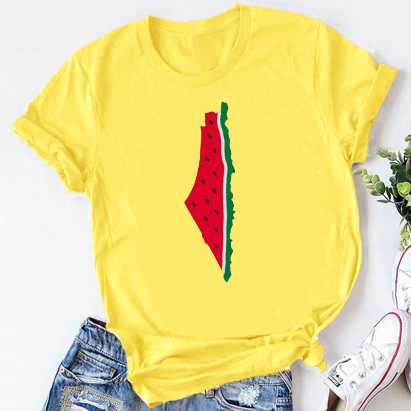 Fashion Watermelon Map Harajuku Print T-shirt Woman Short Sleeve Karol Merch T Shirt Trending Sirena Tees Streetwear