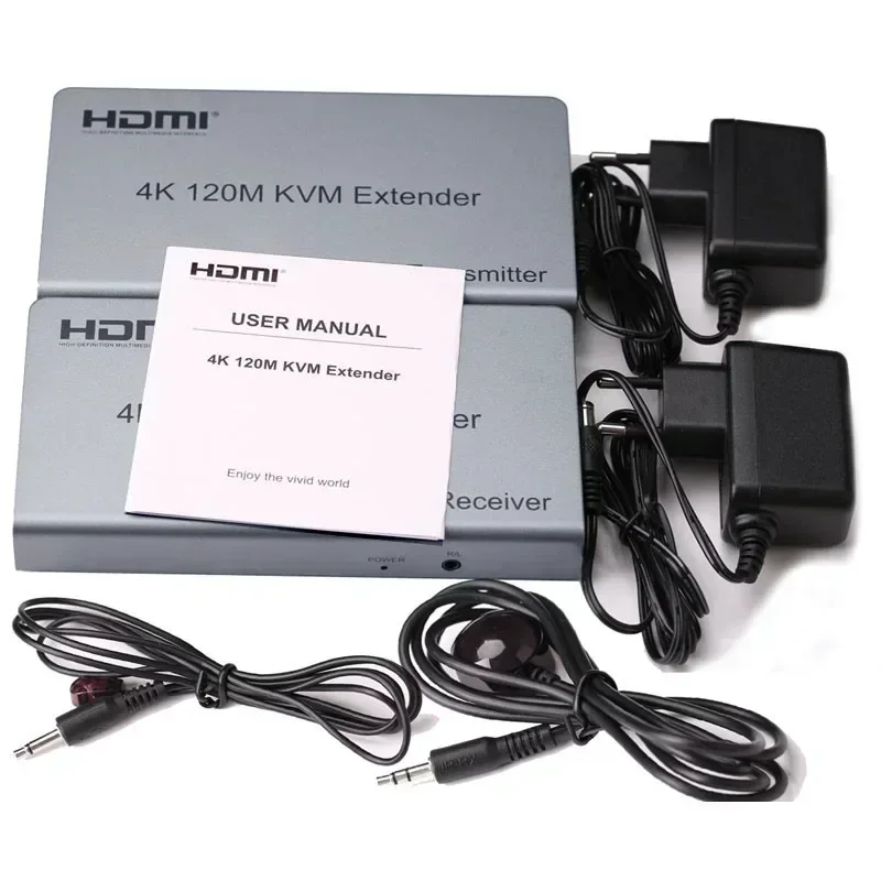 120m KVM Extender 4K HDMI Extender Over Cat6 Cable HDMI Network Cable Extender Audio Video Transmitter and Receiver Converter