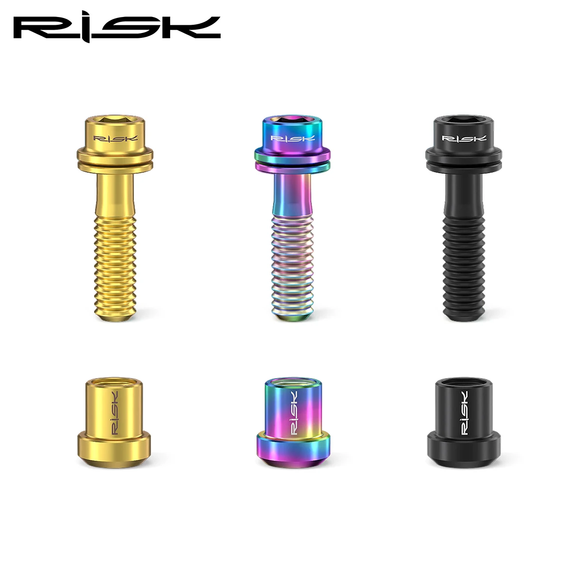 2 Pairs RISK MTB Road Bike Carbon Stem Bolt Nut M5x18 / M5x20 mm Bicycle Handlebar Screw Titanium Allloy with Washers - view 5