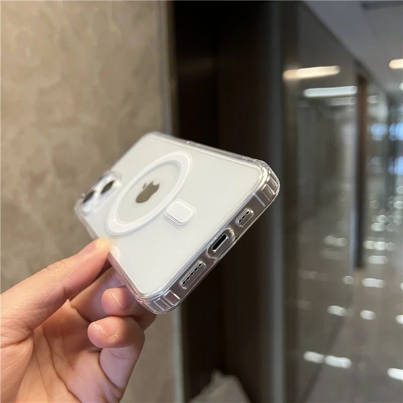 For Magsafe Magnetic Wireless Charging Clear Phone Case For iPhone 14 13 12 11 Pro MAX Mini XR X XS Plus Luxury Shockproof Cover