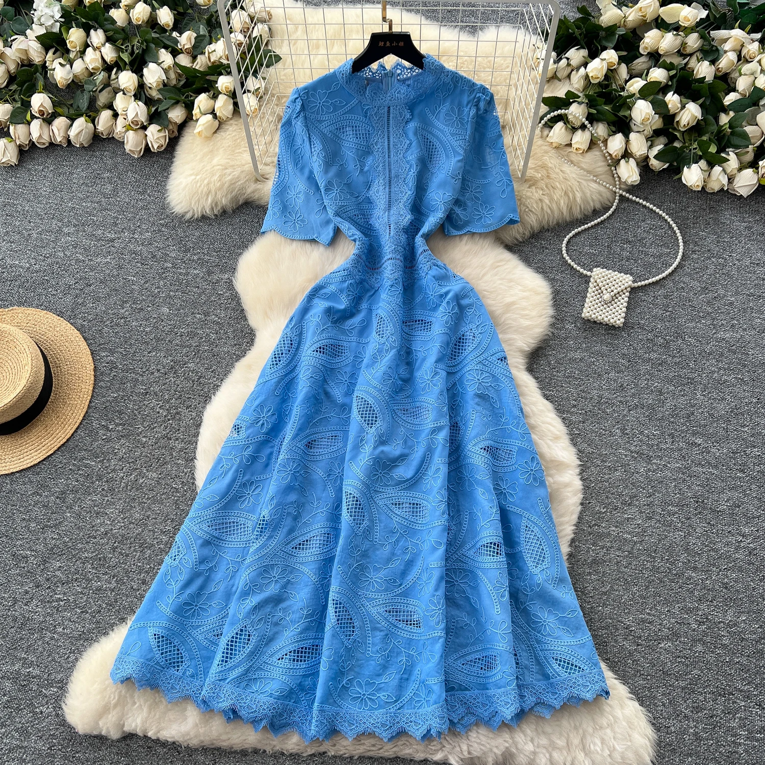 

Elegant Embroidered slim A-line dress Korean Fashion Party Vestidos Chic Summer Sexy Tight Women Hip Wrap dress