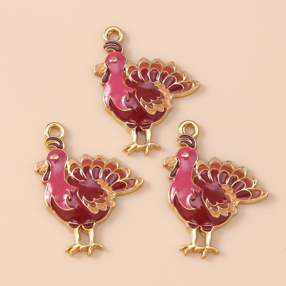 Leslie 10 Stück süße Thanksgiving Day-Anhänger, Emaille, Mais, Weizen, Vogelscheuche, Ahorn, Türkei, Charms für Halskette, Ohrringe – Detail 5