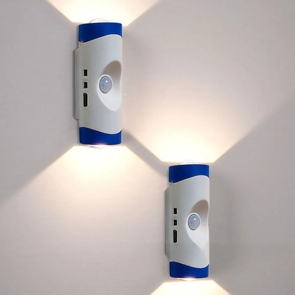 Rechargeable Human Body Sensor Wall Lamp Intelligent Wireless Motion Sensor Night Light Dual Head Magnetic Smart Night Light