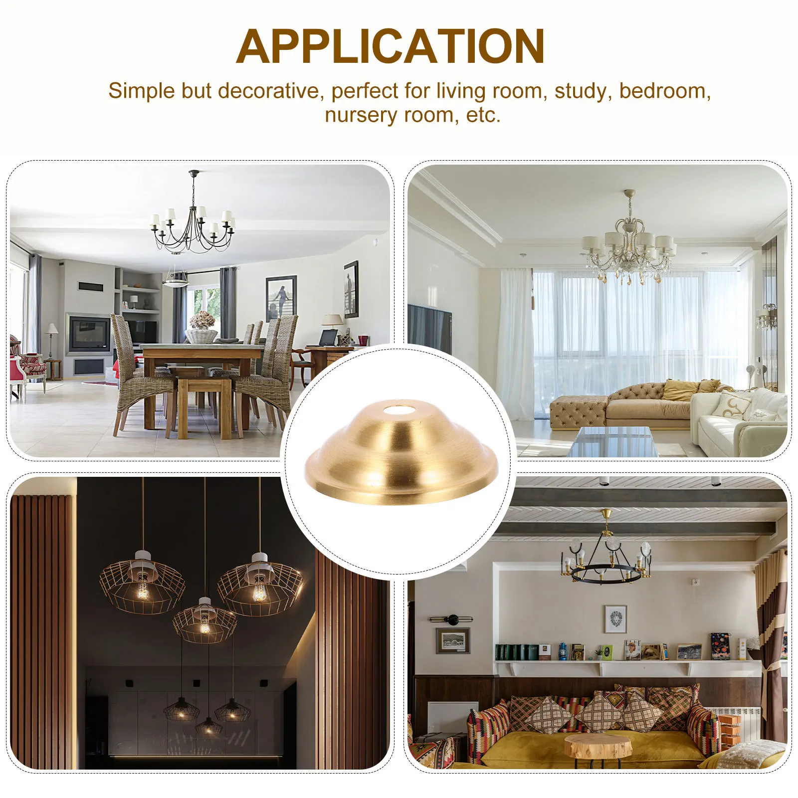 

Metal Cover Pendant Lamp Ceiling Bracket Retro Decor Brass Finials Lamp Bases Cups Wall Light Fixture Holder Shades