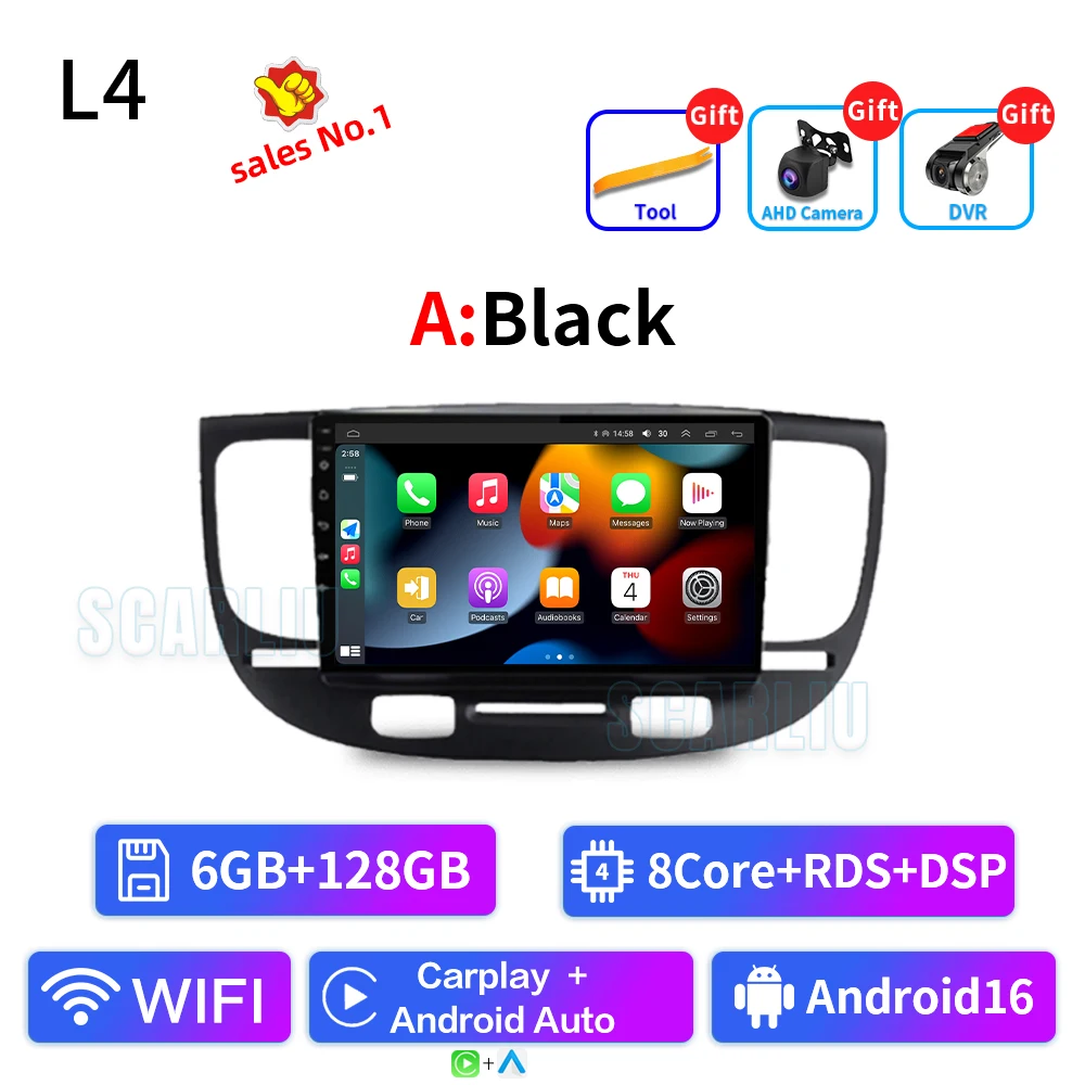 Autoradio Voor Kia RiO 2 RIO2 2005-2011 Draadloze CarPlay Android Auto Multimedia Speler Touchscreen GPS navigatie Geen 2din DVD
