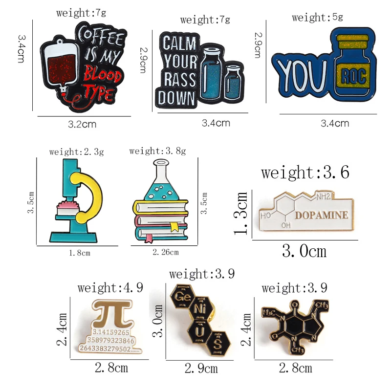 Creative Trendy Cartoon Medical Instrument Oil Drop Lapel Brooch Badge Pin Denim Bag Gift Men Women Fashion Jewelry Accessories