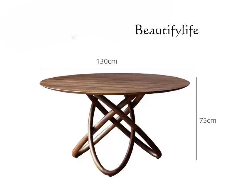 

North American medieval solid wood dining table modern simple villa small household round dining table
