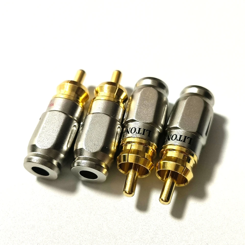 4 Stück 5mm Liton vergoldeter RCA-Stecker mit Schraubverschluss, Audio-Video-Stecker, goldener Snake-RCA-Stecker für Kabel-DIY – Detail 3