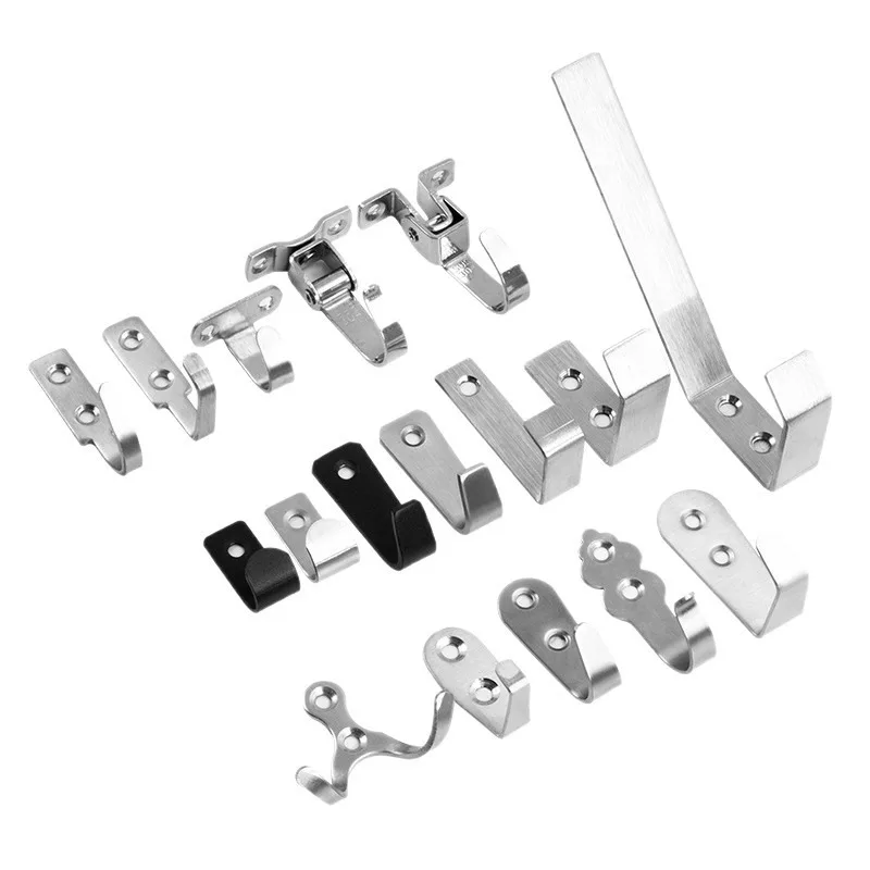 Stainless steel hook U-shaped single hook door rear wall  bedroom coat hook bathroom kitchen black