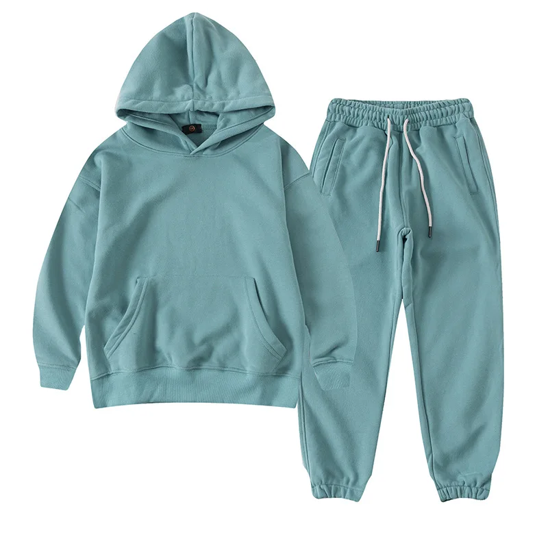 Uniset Kids Outfits Spring Autumn 320G Cotton Young Children Clothing Set Hoodie Sweatpants 2pcs School Boys Girls Tracksuit