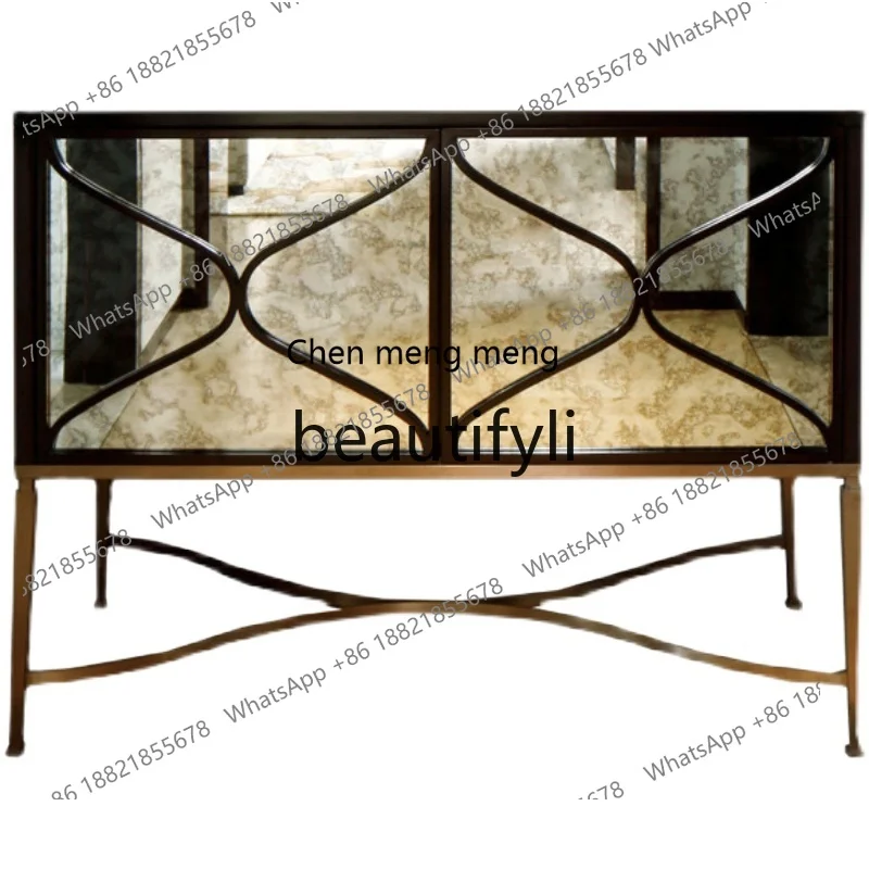 

High-end light luxury Simple Entry foyer aisle decorative cabinet Storage side cabinet Mirror partition cabinet H