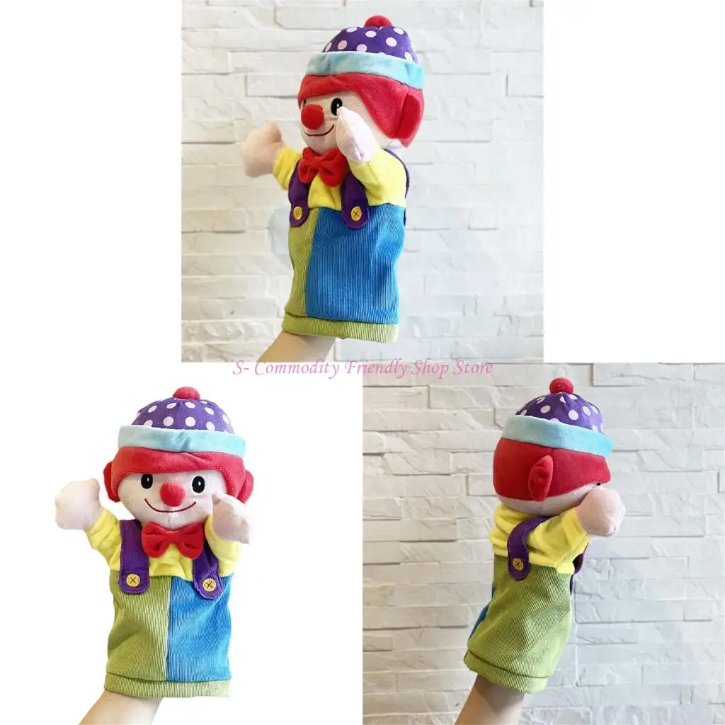 

85AE Realistic Clown Hand Puppet With Flexible Finger Control Soft Plush Toy For Interactive Play Educational RolePlaying