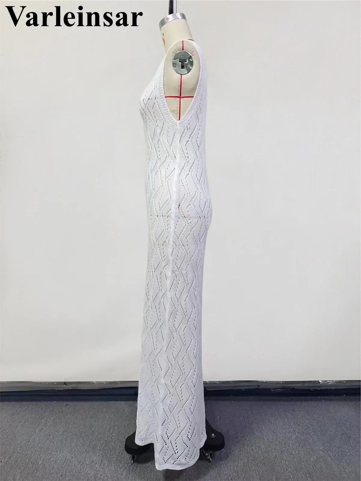 O Neck Hollow Out Sleeveless Crochet Knitted Tunic Beach Cover Up Cover-ups Beach Dress Beach Wear Beachwear Female Women V6090