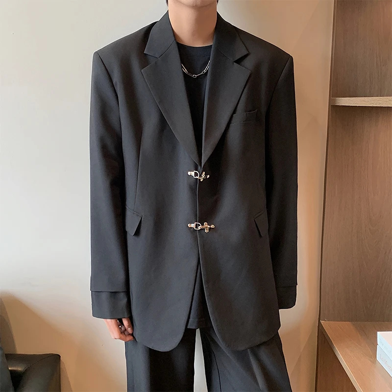 

Casual Loose Men's Suit Jaet with Airplane Bule Trendy Versatile Street Sle Loose Fit Youthful Energy Long Sve