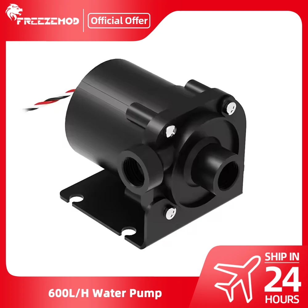 

FREEZEMOD Бесщеточный водяной насос постоянного тока 600 л/ч, высота 9 м, с керамическим валом, несколькими портами для гибкого ПК с водяным охлаждением PU-SC600