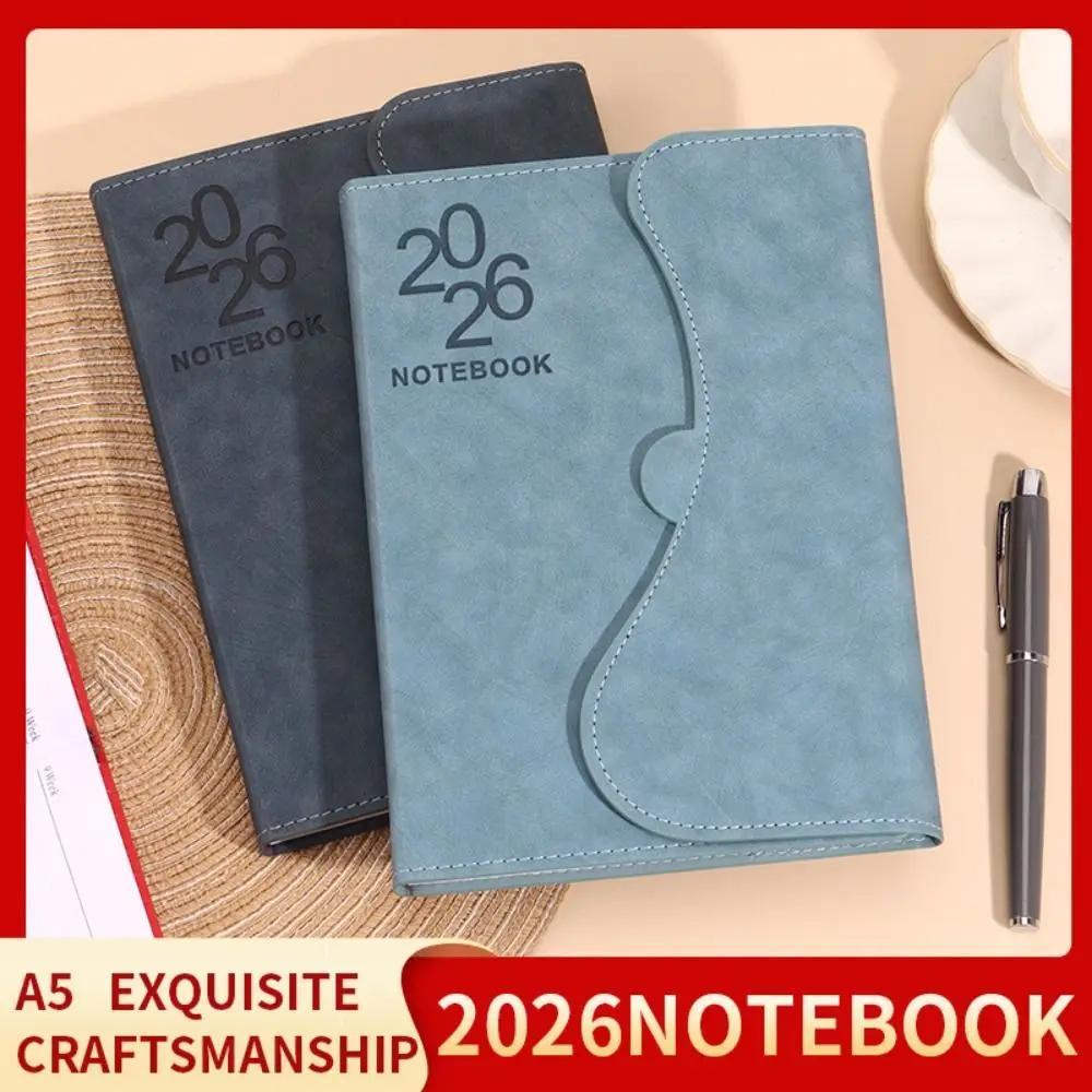 

English 2026 Schedule Planner Notepad 12 Months Wear-resistant To-do List Notebook Portable Magnetic PU Cover