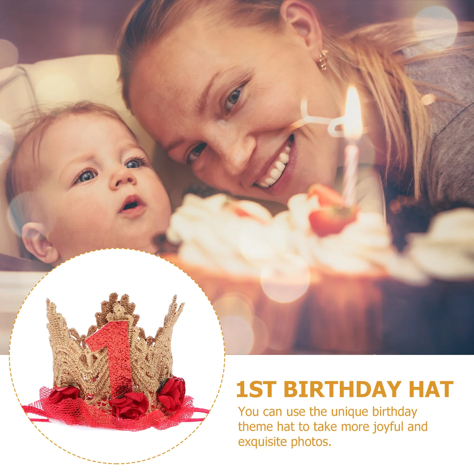 

Baby 1st Birthday Lace Crown Hat Cute Toddler Birthday Party Hat Photo Props Celebration Crowns Photo Props Party Hats for Baby