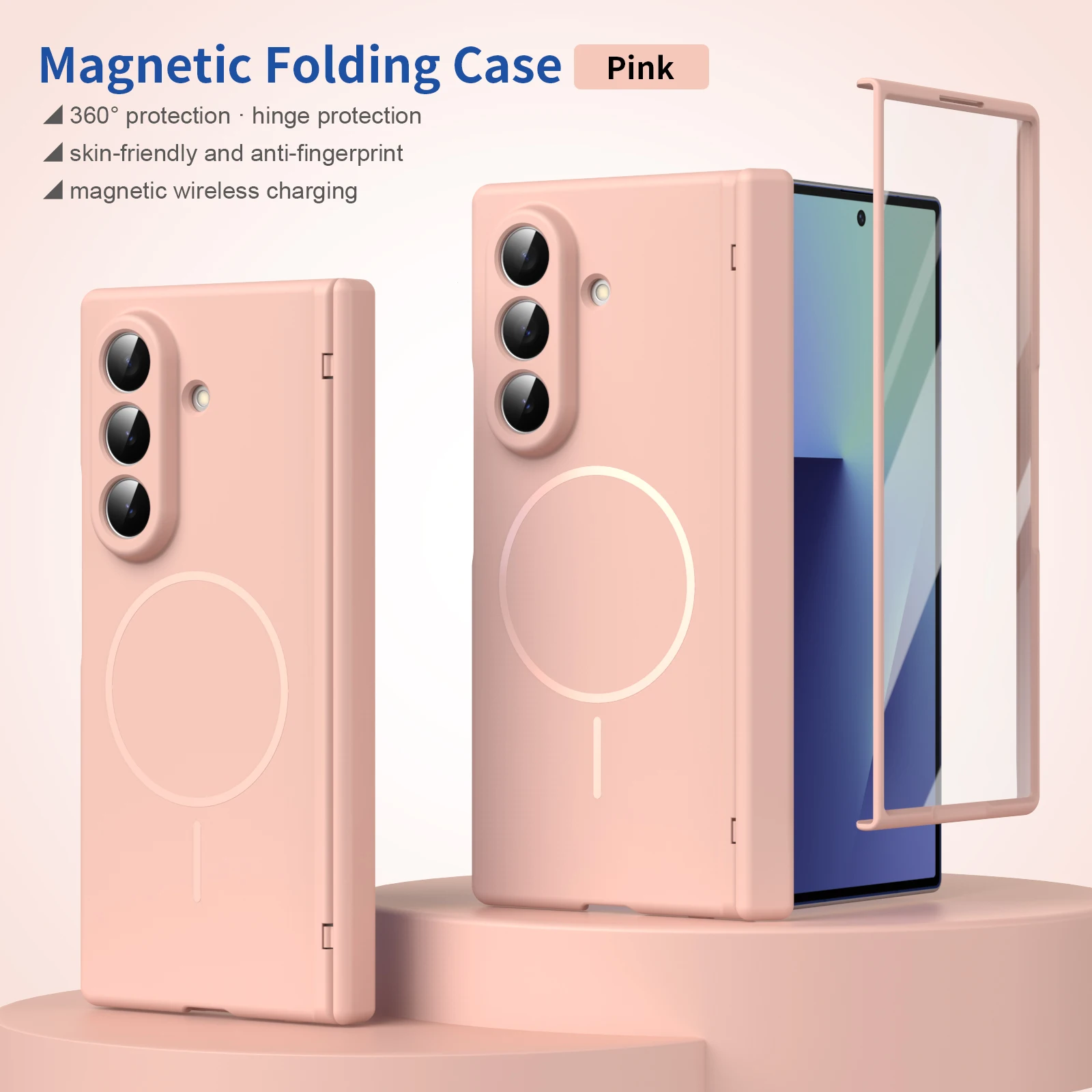 Full Wrap Magnetic Phone Case for Samsung Galaxy Z Fold 8 Ultra Fold 8 7 6 5 with Matte Hard PC Cover, Front Screen Glass Film view 5