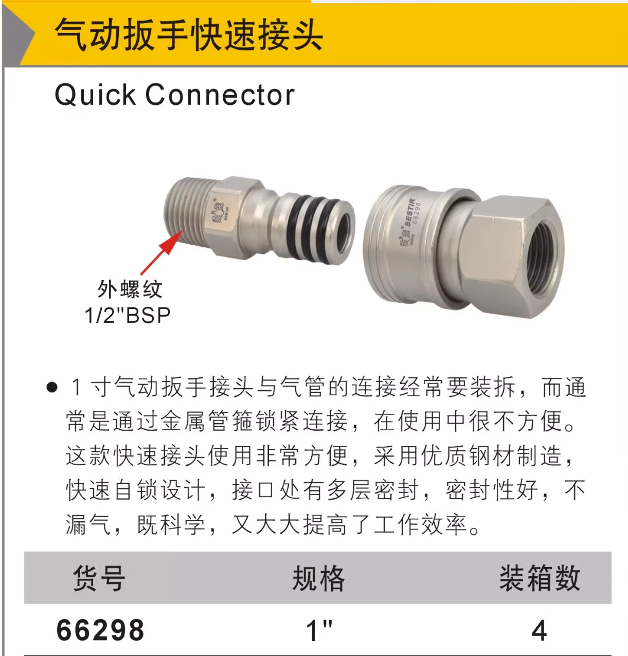 BESTIR tool Pneumatic wrench quick connector Wrench accessories Switch connector car repair tool part NO.66298