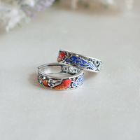 HX Silver Color New Koi Carp Cloud Retro Hollow Filigree Design Ring Opening High-end Versatile Fashion Jewelry