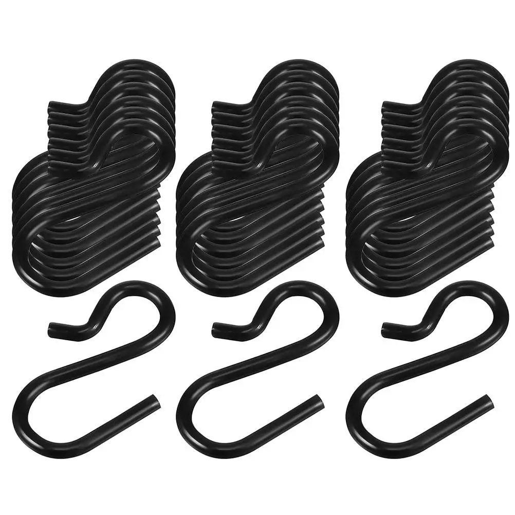 

50 pcs Heavy Metal S Hooks for Kitchen Clothes Hanging Rack Black Iron S Hooks Garage Wall Mount ganizers Storage